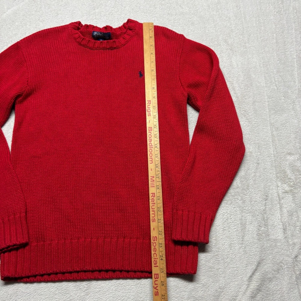 VTG Polo Ralph Lauren Cable Knit Sweater Womens XL RED Crew Neck Cotton Casual - Picture 6 of 6